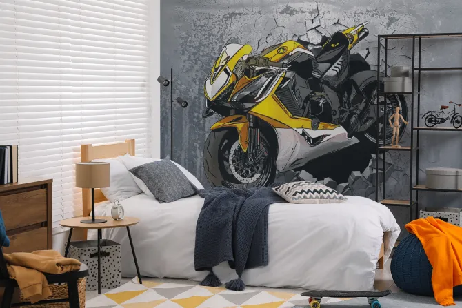 Fototapeta: Nowoczesny motocykl na betonie