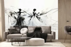 Fototapeta: Nowoczesny wzór tańczące kobiety abstrakcja na białym tle z teksturą