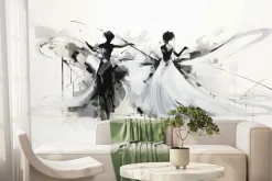 Fototapeta: Nowoczesny wzór tańczące kobiety abstrakcja na białym tle z teksturą