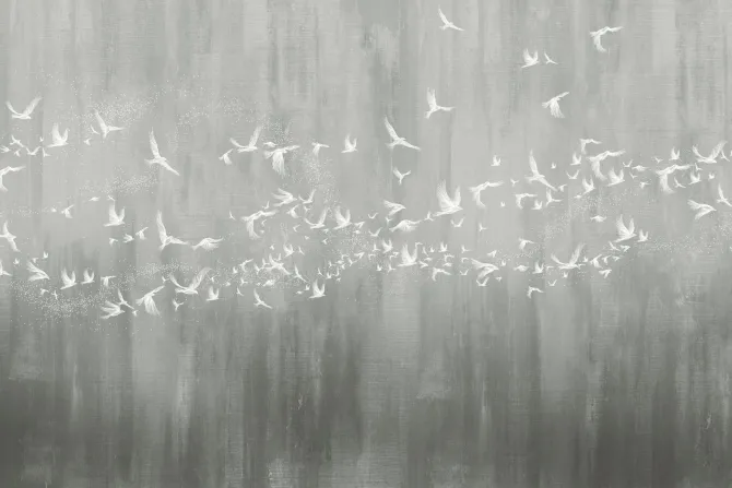 Fototapeta: Nowoczesny wzór betony z ptakami