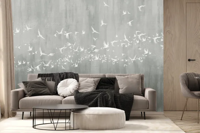 Fototapeta: Nowoczesny wzór betony z ptakami
