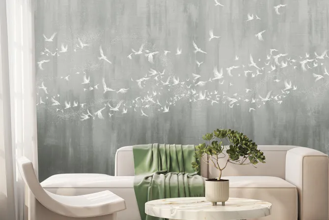 Fototapeta: Nowoczesny wzór betony z ptakami