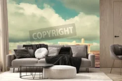 Fototapeta: Obraz drewniane zabawki samolot nad drewnianym stole przeciwko