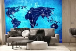 Fototapeta: Obraz w tle z mapy świata i połączeń linii