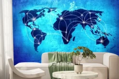 Fototapeta: Obraz w tle z mapy świata i połączeń linii