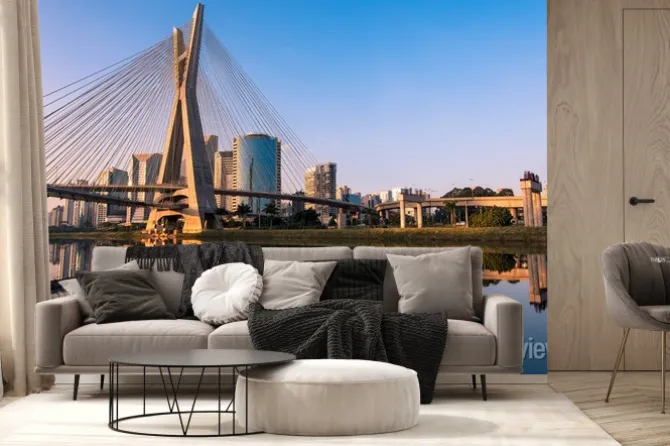 Fototapeta: Octavio frias de oliveira bridge w sao paulo jest symbolem miasta