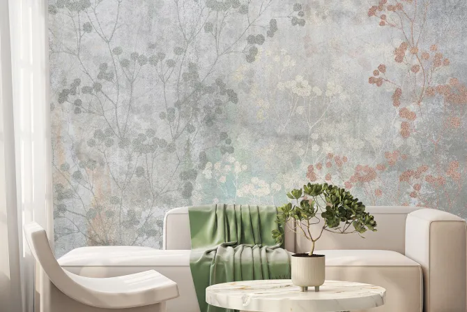 Fototapeta: Odbicie liści na betonowej ścianie