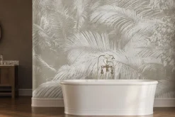 Fototapeta: Odbicie liści palm na beżowym betonie