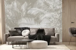 Fototapeta: Odbicie liści palm na beżowym betonie