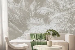 Fototapeta: Odbicie liści palm na beżowym betonie