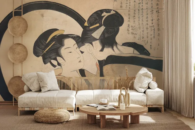 Fototapeta: Odbicie w lustrze kobiety z japonii