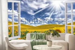 Fototapeta: Okno z widokiem na słoneczniki