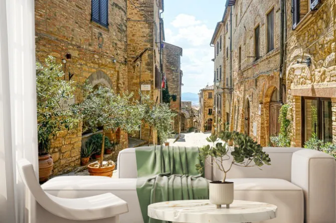 Fototapeta: Old street in volterra - italy