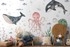 Fototapeta: Ośmiornica z rafami koralowymi w morzu