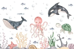 Fototapeta: Ośmiornica z rafami koralowymi w morzu