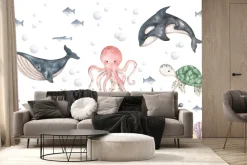 Fototapeta: Ośmiornica z rafami koralowymi w morzu