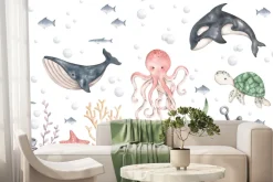 Fototapeta: Ośmiornica z rafami koralowymi w morzu