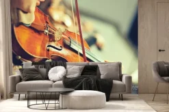 Fototapeta: Orkiestra symfoniczna na scenie, rąk gra na skrzypcach