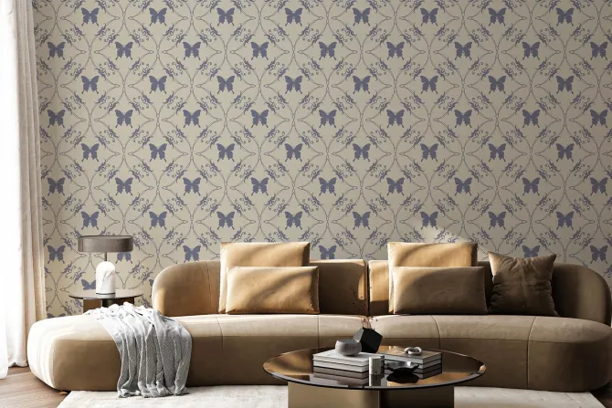 Fototapeta: Ornamenty i motyle w stylu retro artystyczny wzór