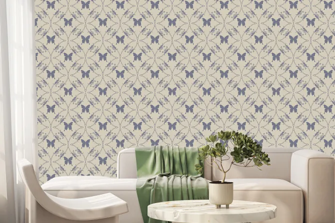 Fototapeta: Ornamenty i motyle w stylu retro artystyczny wzór