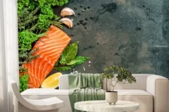 Fototapeta: Łosoś filet z ryby z ziołami i przyprawami