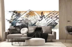 Fototapeta: Otwarta książka malowana akwarelą