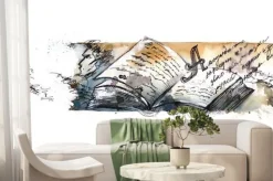 Fototapeta: Otwarta książka malowana akwarelą