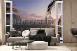 Fototapeta: Otwarte okno z widokiem na morze