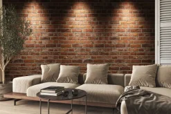 Fototapeta: Oświetlony mur z czerwonej cegły