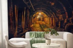 Fototapeta: Oświetlony tunel w kopalni