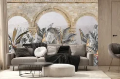 Fototapeta: Palmy przy starych łukach architektonicznych