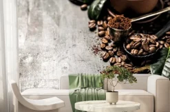 Fototapeta: Palona kawa pełna i ziarnista