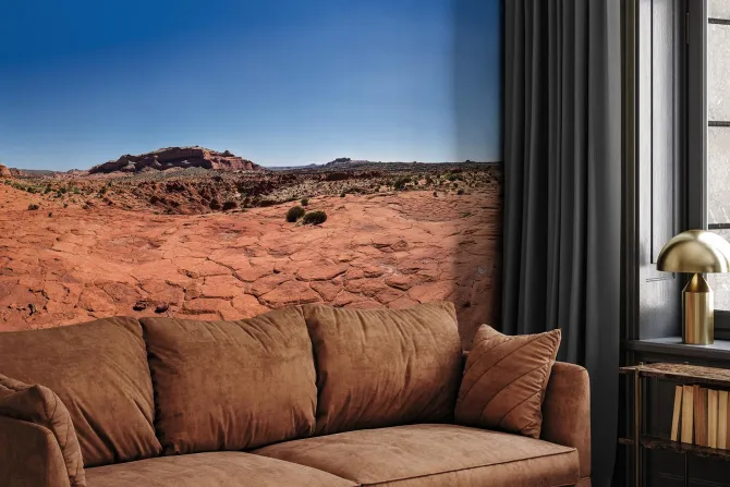 Fototapeta: Panorama czerwonej skalistej pustyni