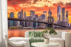 Fototapeta: Panorama nowego jorku o zachodzie słońca