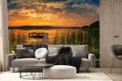 Fototapeta: Panorama pięknego wschodu słońca nad jeziorem