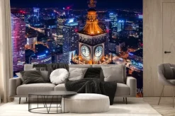 Fototapeta: Panorama warszawska nocą widok z góry