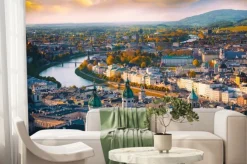 Fototapeta: Panorama widok na miasto salzburg z rzeką salzach