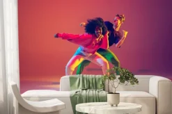 Fototapeta: Para tańcząca hip-hop w dynamicznej pozie