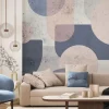 Fototapeta: Pastelowe figury geometryczne na tle z efektem betonu