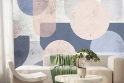 Fototapeta: Pastelowe figury geometryczne na tle z efektem betonu