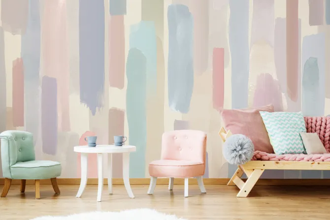 Fototapeta: Pastelowe paski pędzla malarskiego