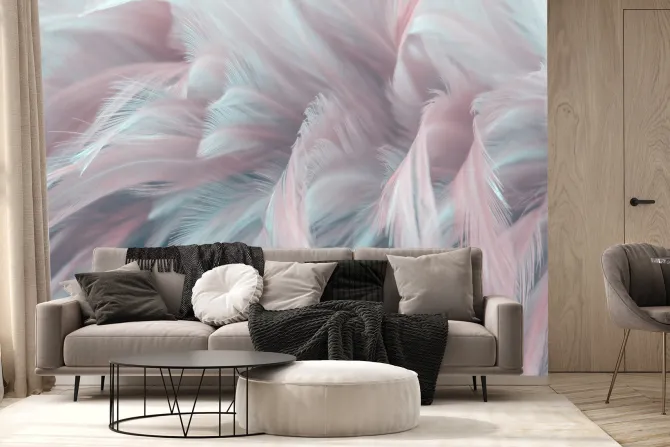 Fototapeta: Pastelowe pióra z przestrzennym efektem 3d