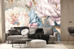Fototapeta: Pastelowe piwonie ze złotawymi akcentami