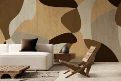 Fototapeta: Pawie pióra na abstrakcyjnym drewnianym tle geometryczne kształty