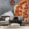 Fototapeta: Pepperoni pizza on wooden serving board shot top down with copy