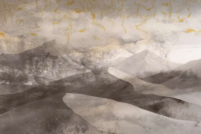 Fototapeta: Piaszczyste góry ze złotym zdobieniem