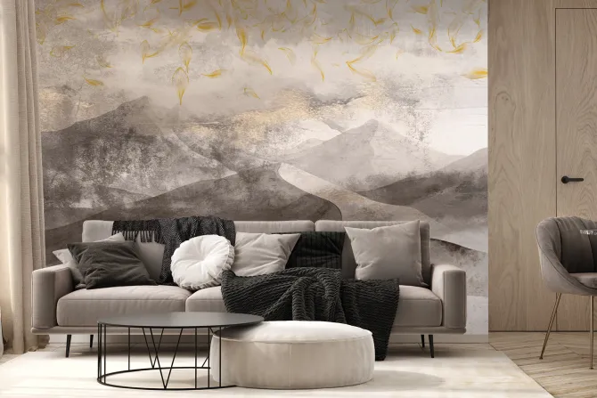 Fototapeta: Piaszczyste góry ze złotym zdobieniem