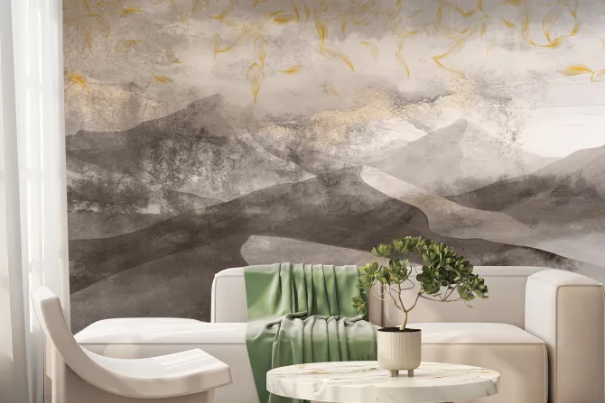 Fototapeta: Piaszczyste góry ze złotym zdobieniem