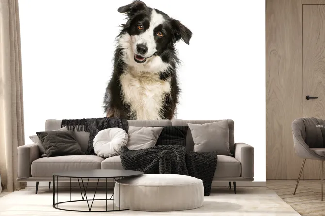 Fototapeta: Pies border collie na białym tle