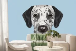 Fototapeta: Pies dalmatyńczyk na niebieskim tle